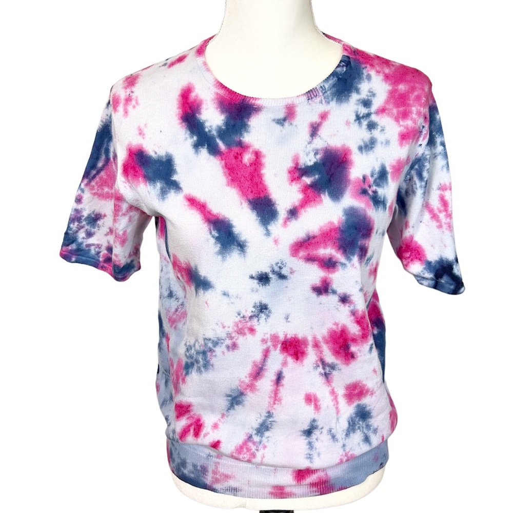 4/$25 Pendleton tie dye pink blue shirt sleeve cotton sweater